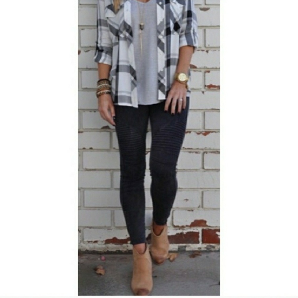 LAST PAIR! Moto Biker Legging Pants W/Ankle Zip